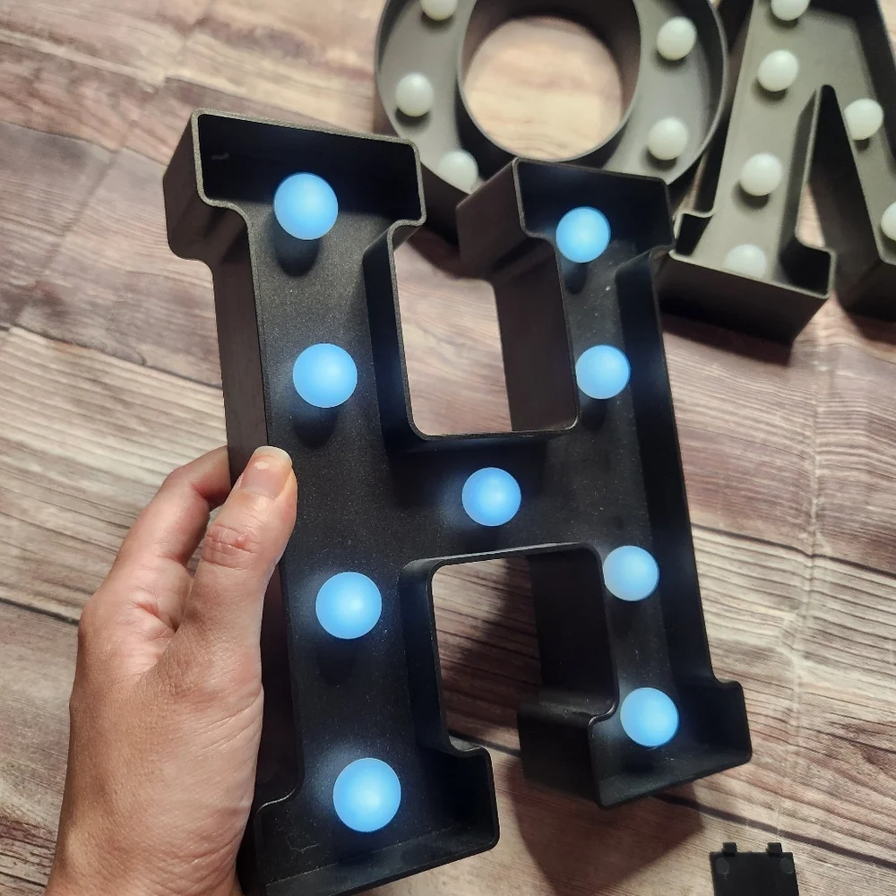 Source Unknown Black HOME Marquee Letters with White Bulbs